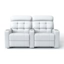 Ver imagem 2 de Sofá 2 Lugares Reclinável Elétrico Massageador em Couro Bovino Cor Branco Linha Cinema