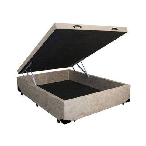 Cama Box Baú Casal em Suede Bege com Pistão a Gás - 138x188