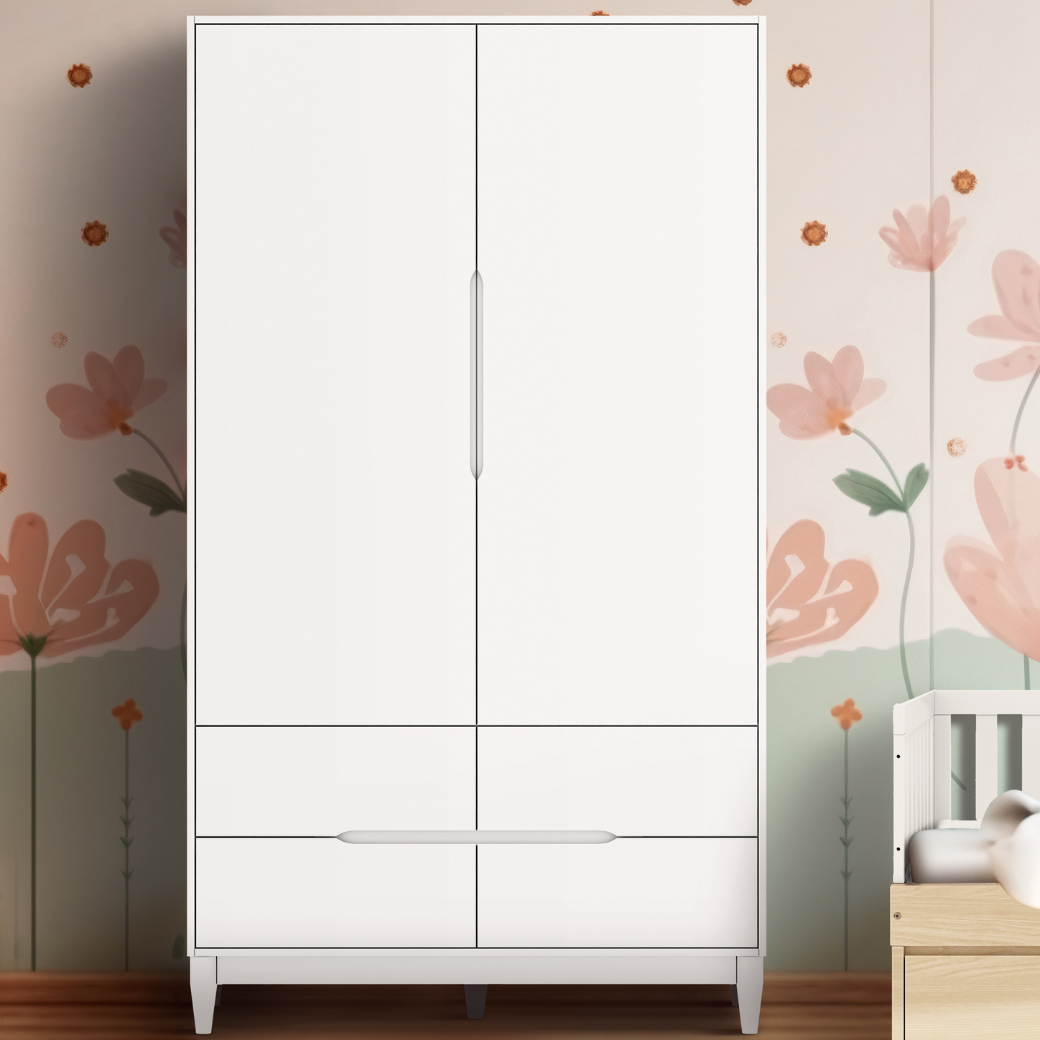 Quarto de Bebê Branco Berço Cômoda e Guarda Roupa Infantil Marca Quater Linha Tomi - 6