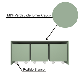 Mesa Organizadora de Brinquedos com 3 Baús 100% Mdf Plancasa Verde Jade - 7