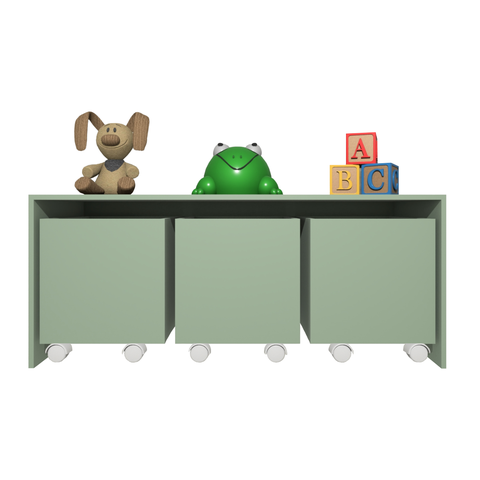 Mesa Organizadora de Brinquedos com 3 Baús 100% Mdf Plancasa Verde Jade