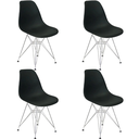 Ver imagem 6 de Mesa Industrial Base Ferro Branco em V Tampo 90x90 Canela 4 Cadeiras Eames Ferro Assento Preto