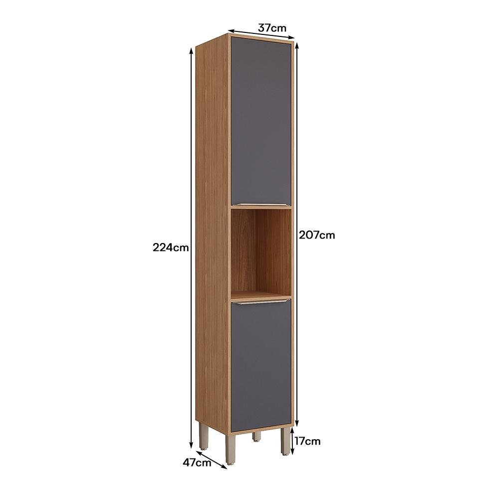Paneleiro Esplêndida 37cm 2 Portas com Nicho Freijó/titânio - Mgm