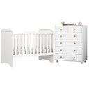 Ver imagem 1 de Berço Americano Mini Cama Mel com Cômoda Vittoria 6 Gavetas Branco - Móveis Albatroz