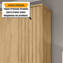 Ver imagem 5 de Guarda-Roupa Casal França 6 Portas com Detalhe Ripado com 3 Gavetas Internas Marrom/Cinamomo