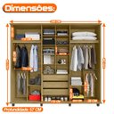 Ver imagem 4 de Guarda-Roupa Casal França 6 Portas com 3 Gavetas Interna e 8 Nichos 2 Maleiros Cinamomo