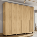 Ver imagem 1 de Guarda-Roupa Casal França 6 Portas com Detalhe Ripado com 3 Gavetas Internas Marrom/Cinamomo