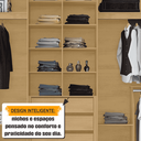 Ver imagem 4 de Guarda-Roupa Casal França 6 Portas com Detalhe Ripado com 3 Gavetas Internas Marrom/Cinamomo