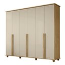 Ver imagem 3 de Guarda-Roupa Casal França 6 Portas com 3 Gavetas Interna e 8 Nichos 2 Maleiros Cinamomo Off White