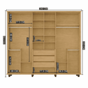 Ver imagem 2 de Guarda-Roupa Casal França 6 Portas com Detalhe Ripado com 3 Gavetas Internas Marrom/Cinamomo/Off White
