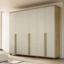Ver imagem 1 de Guarda-Roupa Casal França 6 Portas com 3 Gavetas Interna e 8 Nichos 2 Maleiros Cinamomo Off White