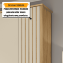 Ver imagem 6 de Guarda-Roupa Casal França 6 Portas com Detalhe Ripado com 3 Gavetas Internas Marrom/Cinamomo/Off White