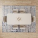 Ver imagem 5 de Conjunto Sala de Jantar Mesa Tampo MDF/Vidro com 6 Cadeiras Milena Bege/Nature/Off White/Linho