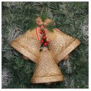 Ver imagem 1 de Kit 6 Enfeite Pendente Decoração Natalina Sino Dourado 30cm