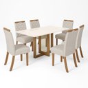 Ver imagem 2 de Conjunto Sala de Jantar Tampo MDF 6 Cadeiras Marie Bege/Nature/Off White/Linho