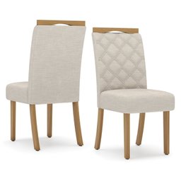 Conjunto Sala de Jantar Tampo MDF 6 Cadeiras Marie Bege/Nature/Off White/Linho - 8 Conjunto Sala de Jantar Tampo MDF 6 Cadeiras Marie Bege/Nature/Off White/Linho - 8