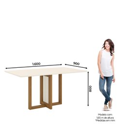 Conjunto Sala de Jantar Tampo MDF 6 Cadeiras Marie Bege/Nature/Off White/Linho - 3 Conjunto Sala de Jantar Tampo MDF 6 Cadeiras Marie Bege/Nature/Off White/Linho - 3