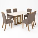 Ver imagem 2 de Conjunto Sala de Jantar Tampo MDF 6 Cadeiras Marie Marrom/Nature/Off White/Amêndoa