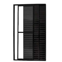 Porta Balcão 3 Folhas (1 Fixa) Alumínio Preto com Trinco Vidro Liso - Linha Resistence - 2,10 X 1,20 - 1