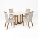 Ver imagem 2 de Conjunto Sala de Jantar Mesa Tampo MDF com 4 Cadeiras Marie Bege/Nature/Off White/Linho