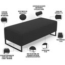 Ver imagem 3 de Puff Decorativo Sala de Estar Bali W01 Base Ferro 120x50 cm Bouclê Preto - Lyam Decor