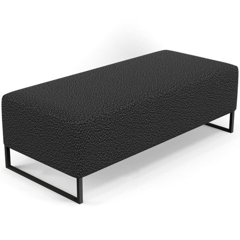 Puff Decorativo Sala de Estar Bali W01 Base Ferro 120x50 cm Bouclê Preto - Lyam Decor