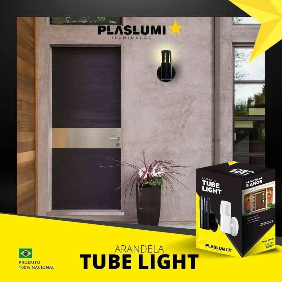 Arandela Luminária Janela Tube Light Tampa Aberta Muro Preta - 6