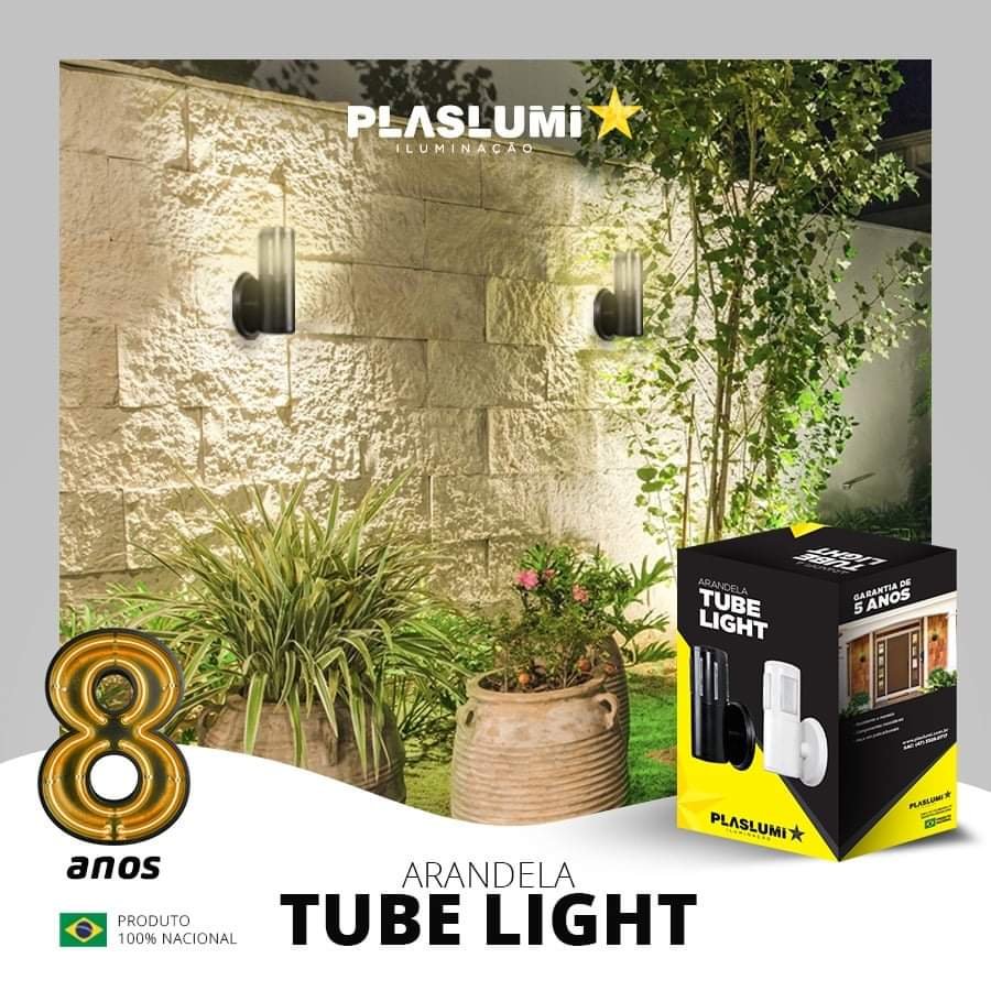 Arandela Luminária Janela Tube Light Tampa Aberta Muro Preta - 8
