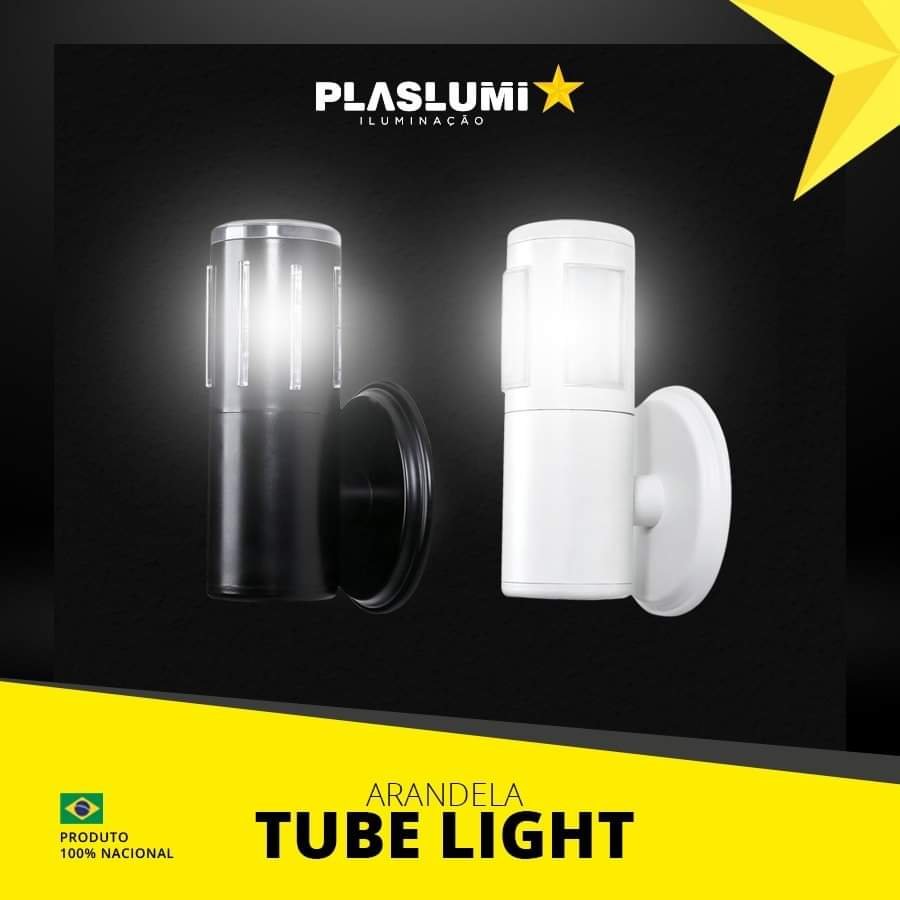 Arandela Luminária Janela Tube Light Tampa Aberta Muro Preta - 4