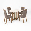 Ver imagem 2 de Conjunto Sala de Jantar Mesa Tampo MDF com 4 Cadeiras Marie Marrom/Nature/Off White/Amêndoa