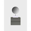 Ver imagem 4 de Gabinete para Banheiro com Cuba e Espelho Redondo 80cm Mdf Verde Dubai - On Móveis