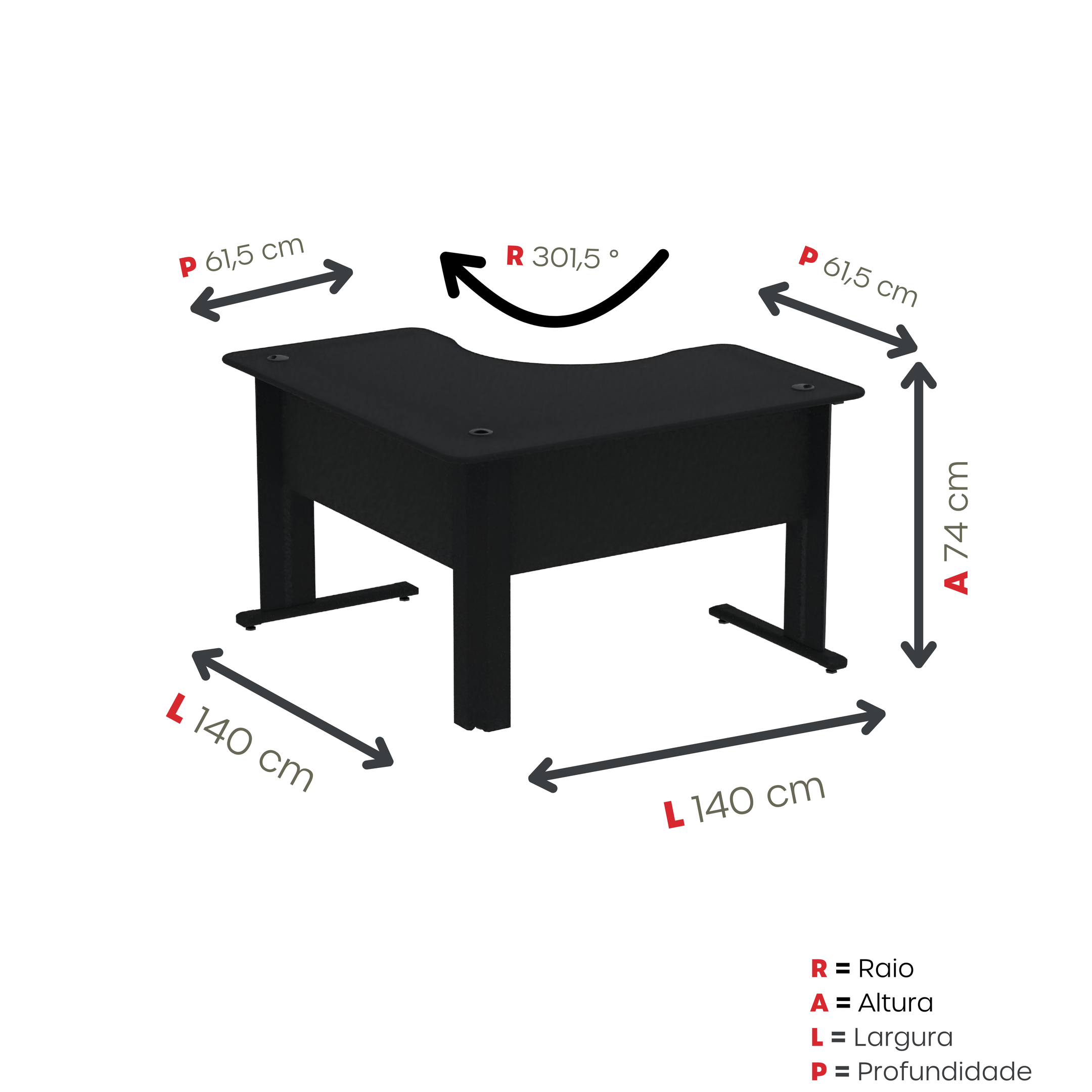 Mesa Estação de Trabalho em L 140x140cm ETP1414 Maxxi - 3