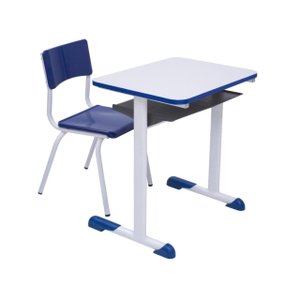 Kit Escolar Individual Azul Mesa Mdf e Cadeira Infantil 03 a 05 Anos
