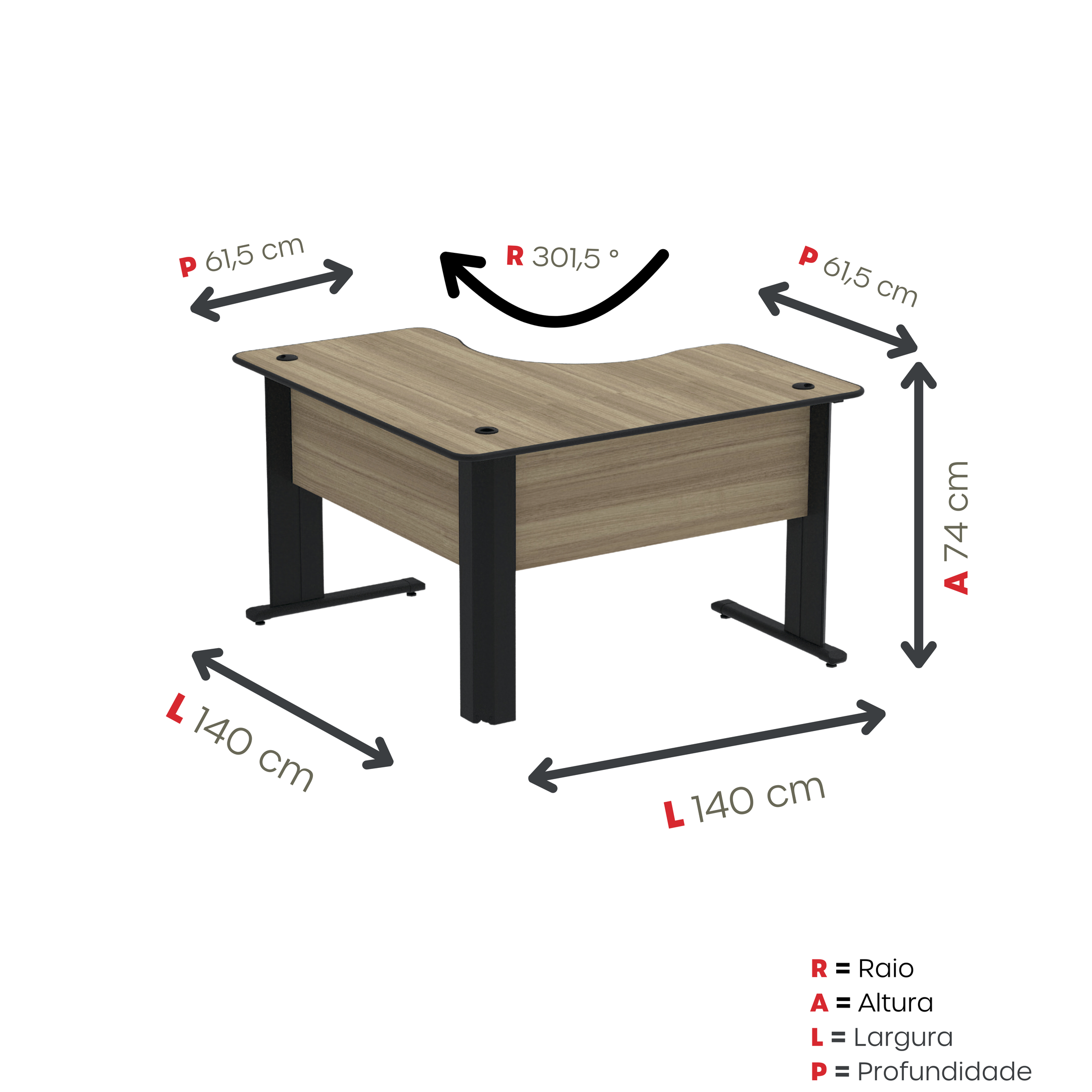 Mesa Estação de Trabalho em L 140x140cm ETP1414 Maxxi - 3