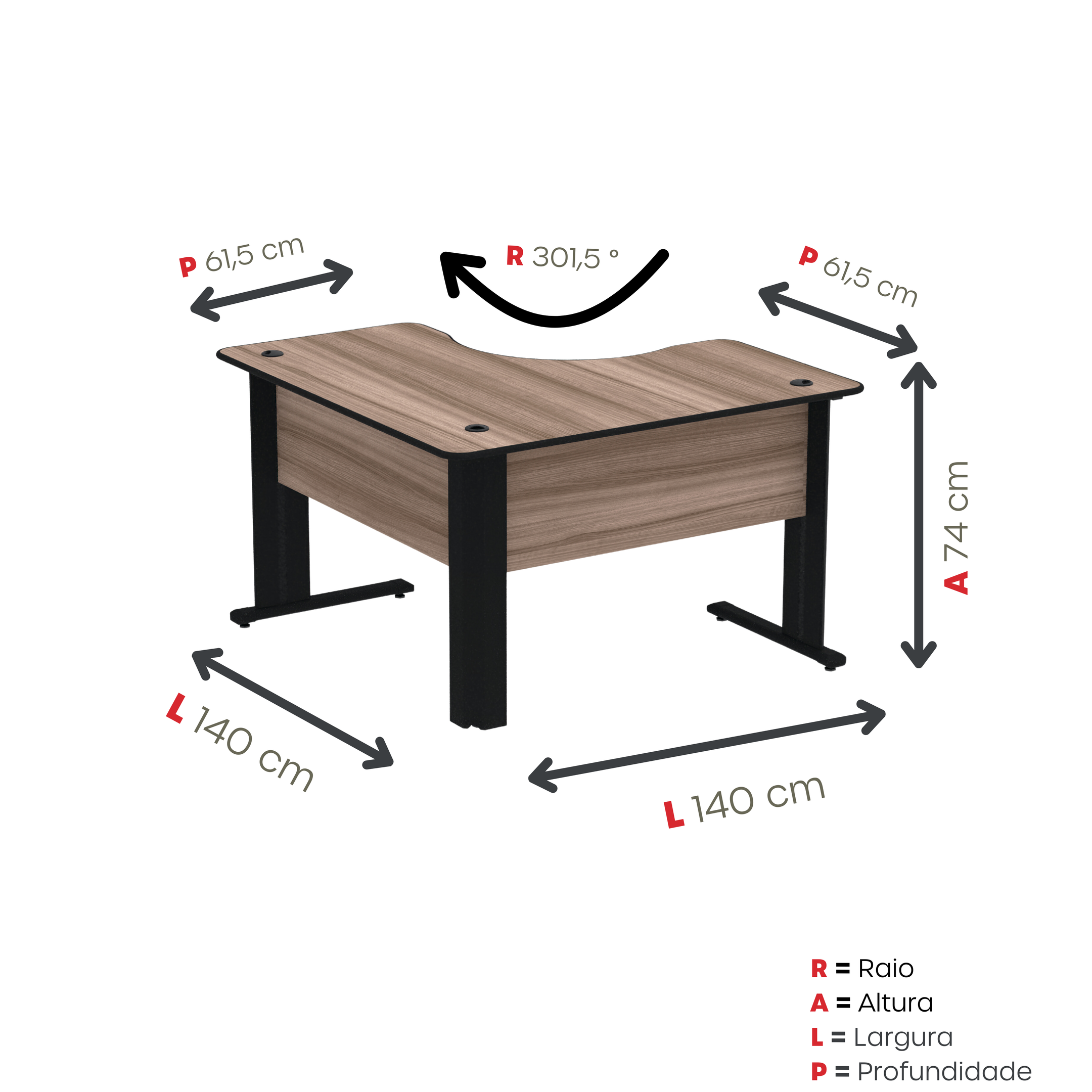 Mesa Estação de Trabalho em L 140x140cm ETP1414 Maxxi - 3