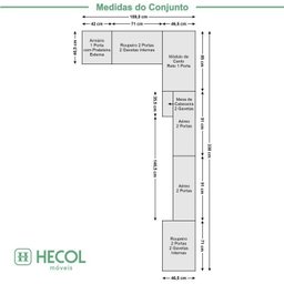 Guardo Roupa Modulado 10 Portas 6 Gavetas 7 Peças  - 3