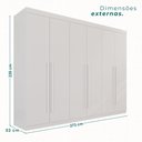Ver imagem 4 de Guarda Roupa Casal 6 Portas 6 Gavetas Gramado 100% MDF Branco/Neve