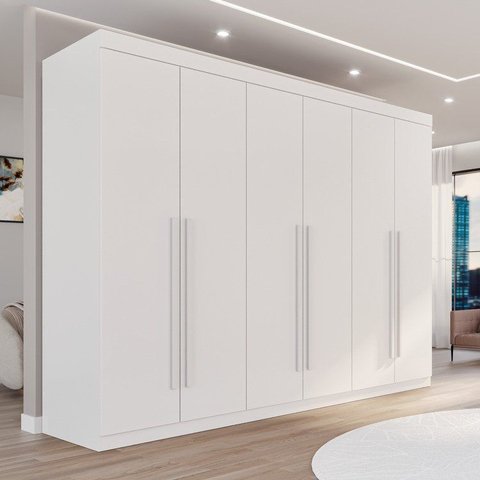 Guarda Roupa Casal 6 Portas 6 Gavetas Gramado 100% MDF Branco/Neve