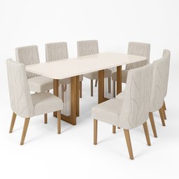 Conjunto Sala de Jantar Tampo Mdf/Vidro 8 Cadeiras Michelle - 2