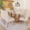Ver imagem 1 de Conjunto Sala de Jantar Tampo Mdf/Vidro 8 Cadeiras Michelle