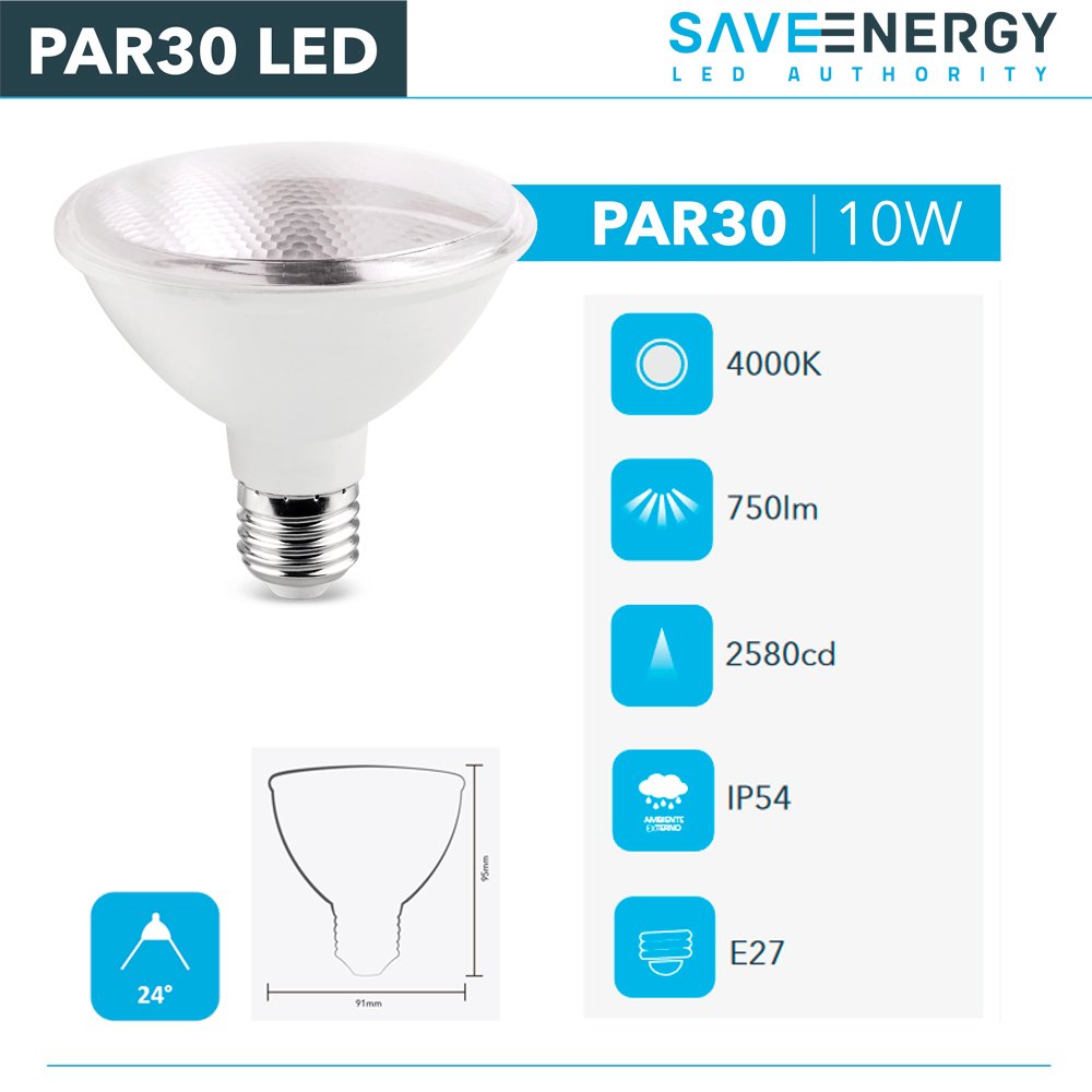 Kit 12 Spot Embutir Quadrado Recuado Par30 Branco + Lâmpada Led 10w 4000k - 7