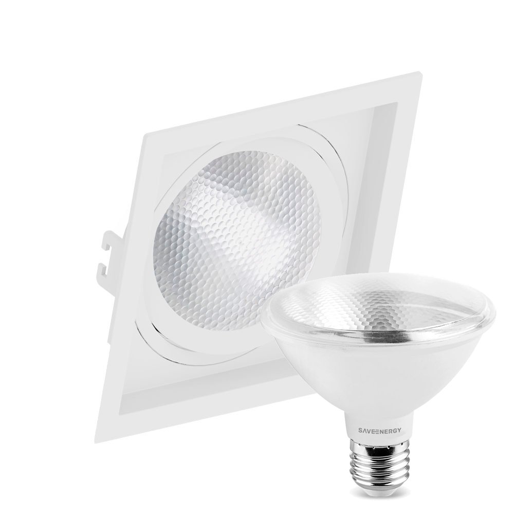 Kit 12 Spot Embutir Quadrado Recuado Par30 Branco + Lâmpada Led 10w 4000k - 1