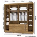 Ver imagem 4 de Guarda Roupa Casal Canadá 2,23m 6 Portas 6 Gavetas Cor Nature e Champanhe - Vila Rica