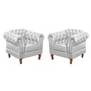 Ver imagem 3 de Conjunto Sofá 3 Lugares e 2 Poltronas Chesterfield Duque Dom Pedro - Couríssimo Branco