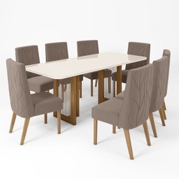 Conjunto Sala de Jantar Tampo Mdf/Vidro 8 Cadeiras Michelle - 2