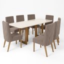 Ver imagem 2 de Conjunto Sala de Jantar Tampo Mdf/Vidro 8 Cadeiras Michelle