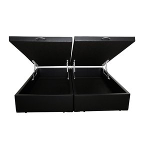 Base Cama Box Baú Bipartido King 42x193x203 Rc Sono Leve Cor:sintético Preto
