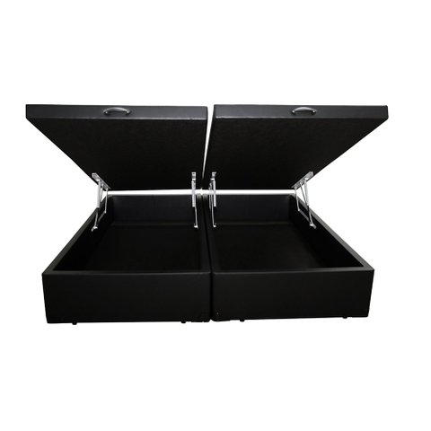Base Cama Box Baú Bipartido King 42x193x203 Rc Sono Leve Cor:sintético Preto