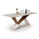 Ver imagem 1 de Mesa de Jantar Liza com Vidro Mmj-as As-castanho Claro/branco Laca 1,80m