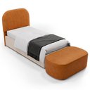 Ver imagem 2 de Cabeceira Cama Box 100cm Lanna com Puff Recamier Doha W01 Couríssimo Canela - Lyam Decor